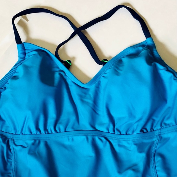 Adidas Tankini Aqua Blue w/ Signature 3 Stripes - Picture 3 of 9